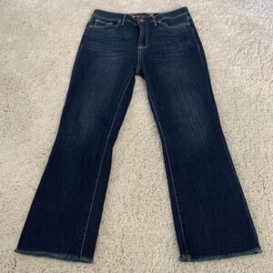 Seven7 Jeans Womens Sz 10 Fashion Jean Crop Raw Hem Dark Wash Blue Denim Stretch